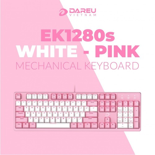 Bàn Phím cơ Dareu EK1280s Pink White (USB/Pink LED/Brown switch)